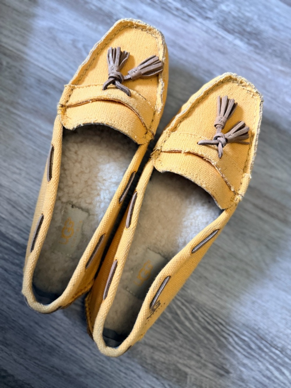 UGG Yellow Tassel Slip-On Loafers Size 7